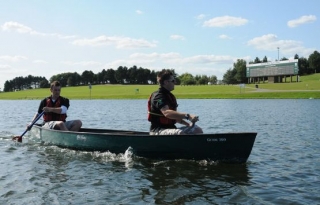 Canoeing around our beautiful country lake